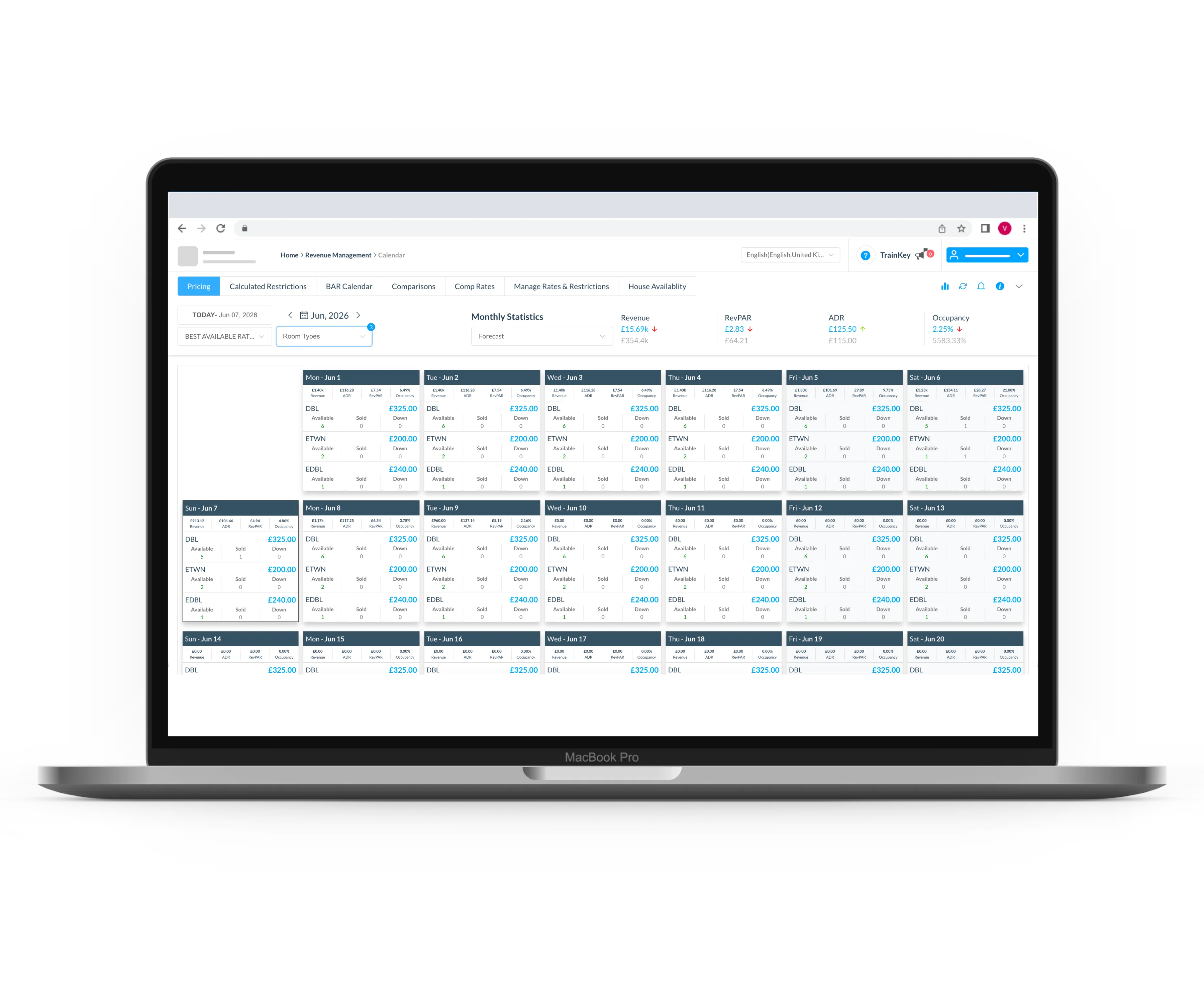Rate Calendar | HotelKey