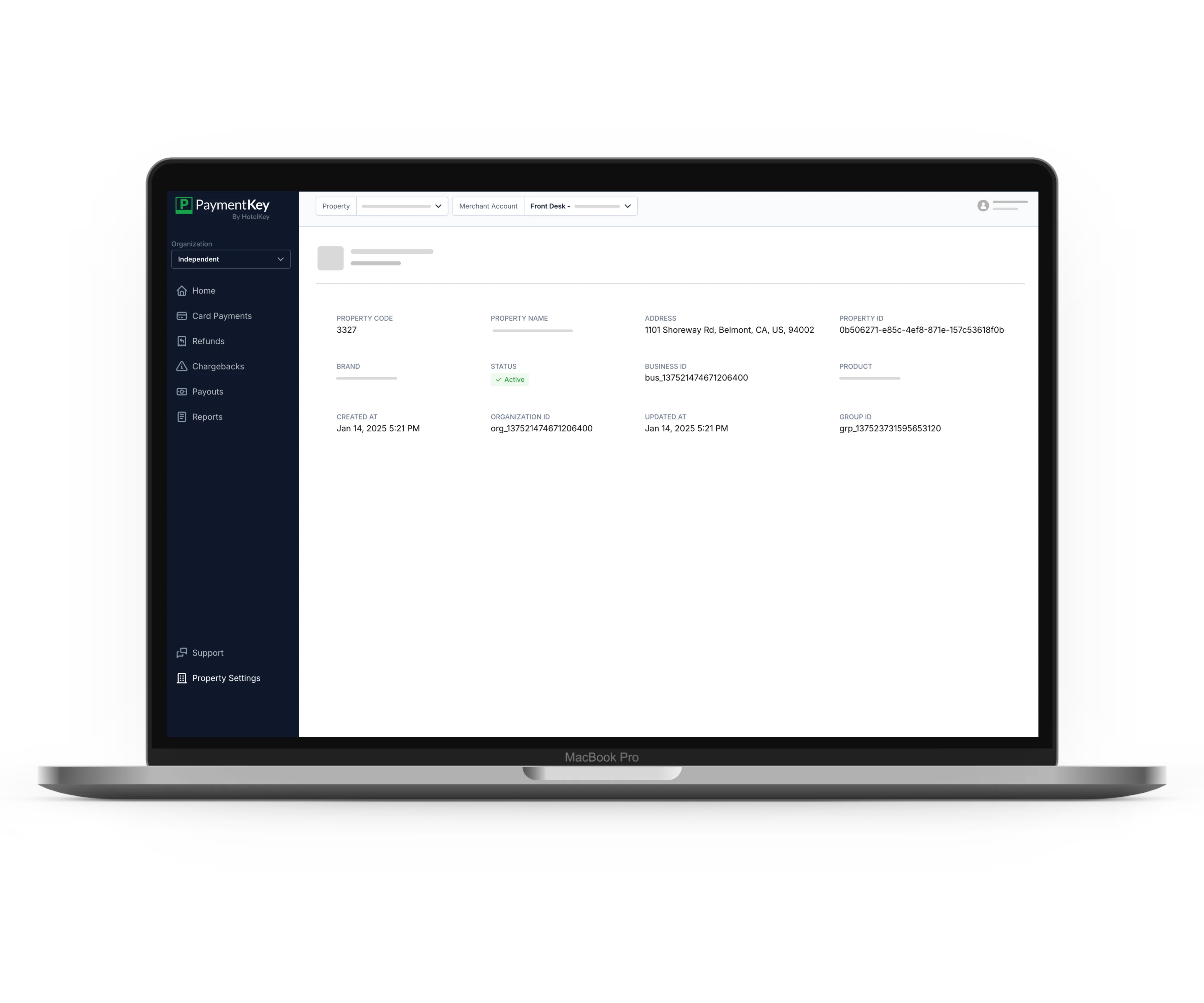 System Setting | PaymentKey | HotelKey