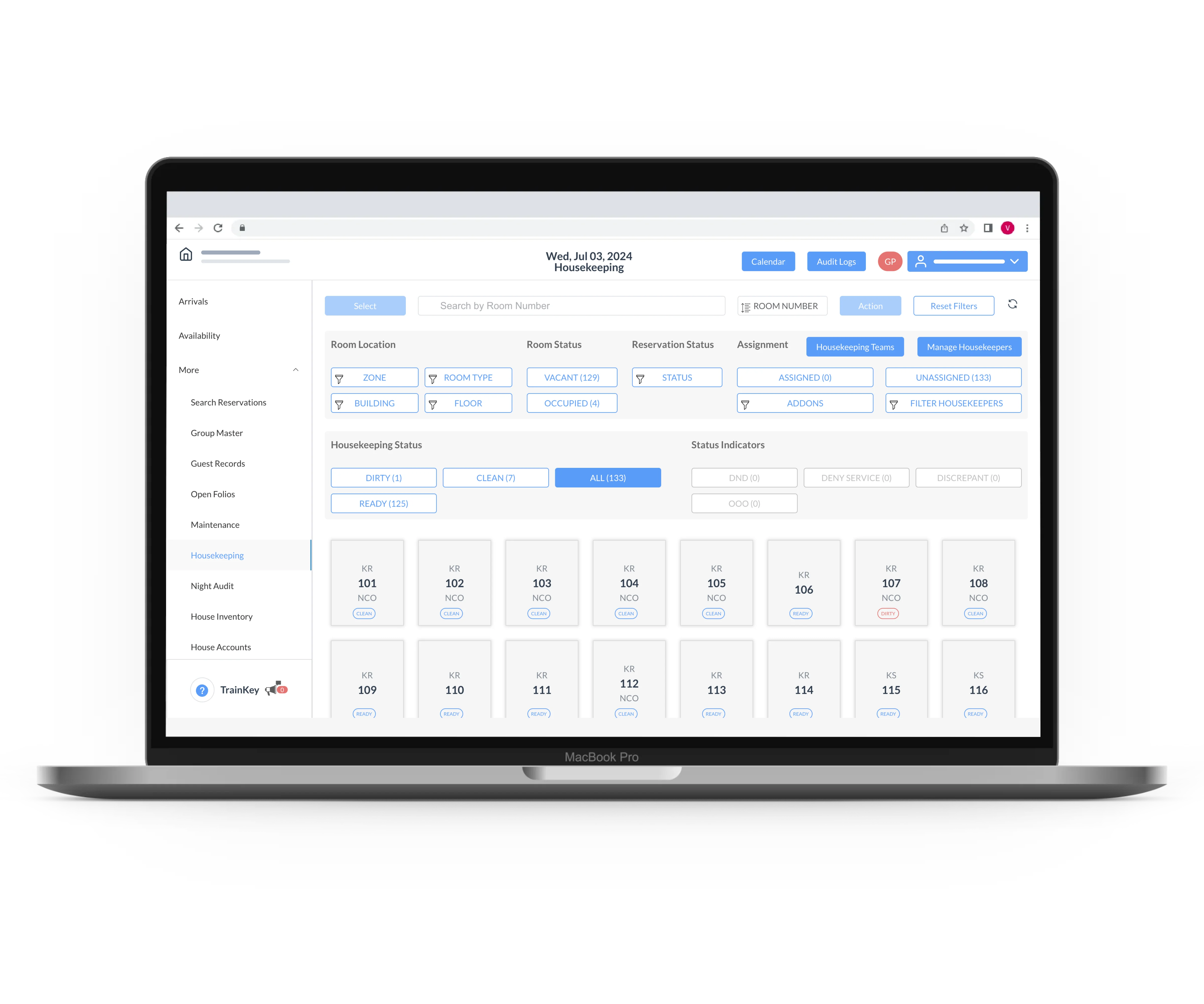 The Housekeeping Rooms Dashboard | HotelKey