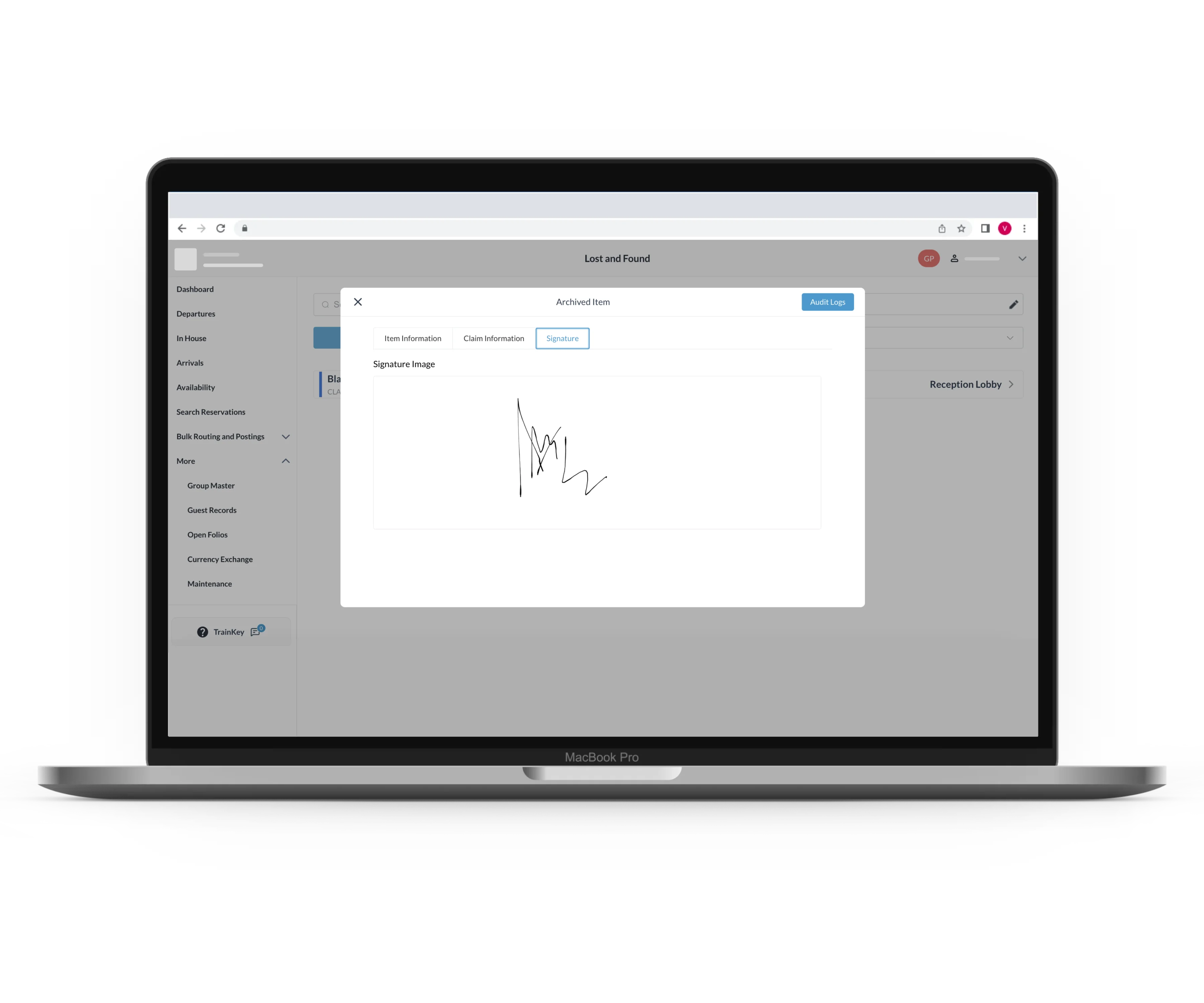 Digital Signature On Claim Report | HotelKey