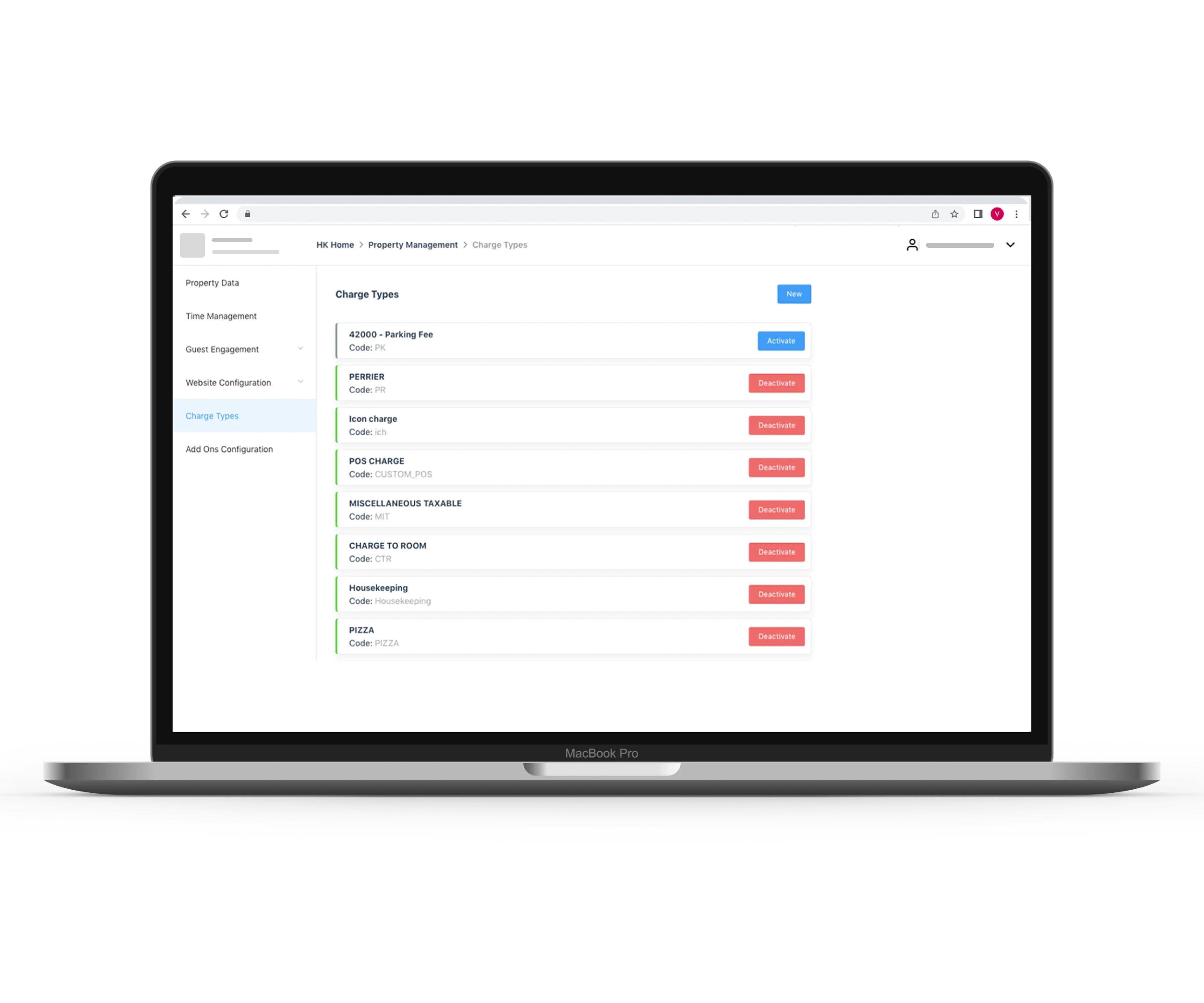 Configurable Charge Types | HotelKey