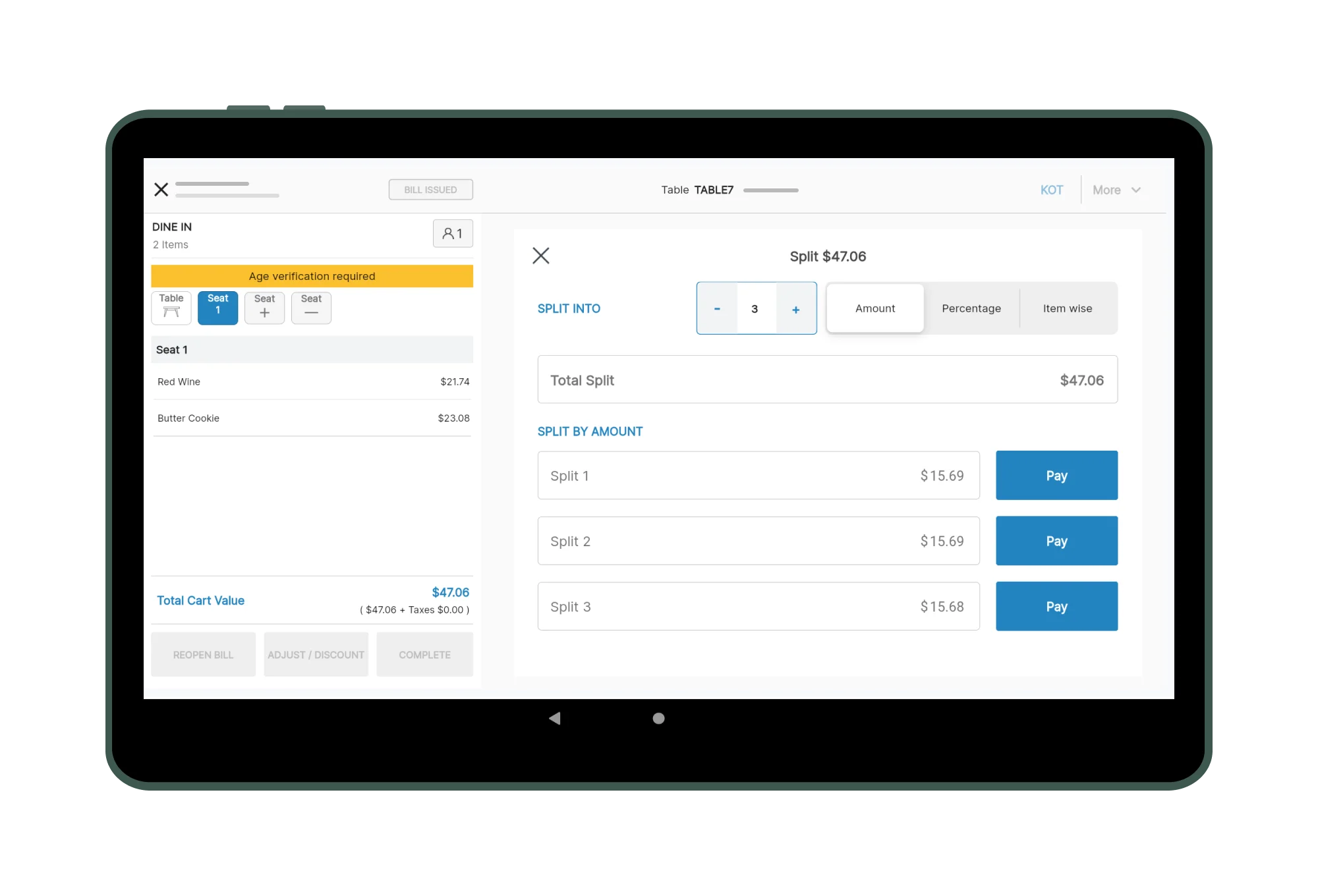 Split Payments | Register App | RetailKey | HotelKey