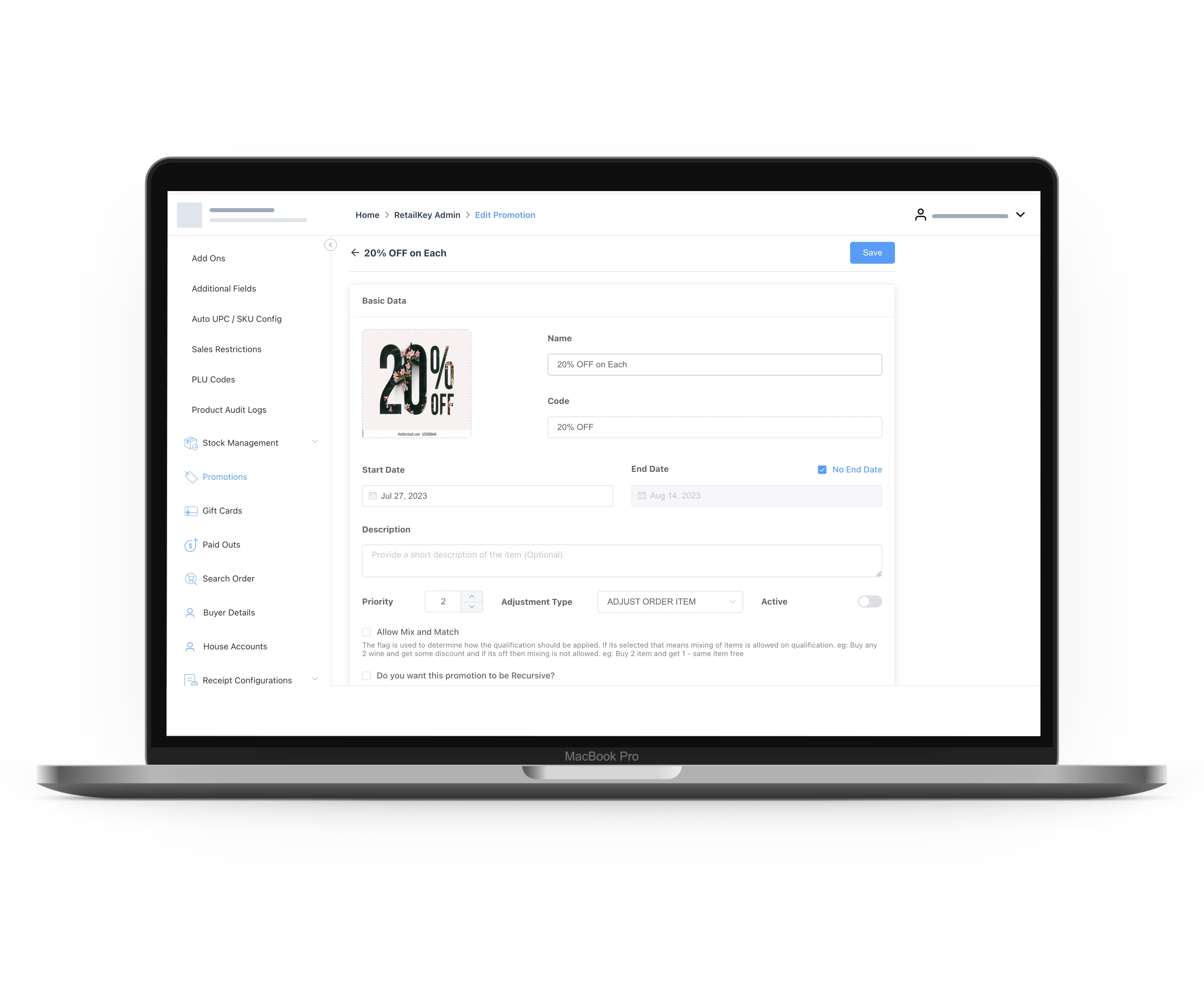 Manage Promotions | Product Management | RetailKey | HotelKey