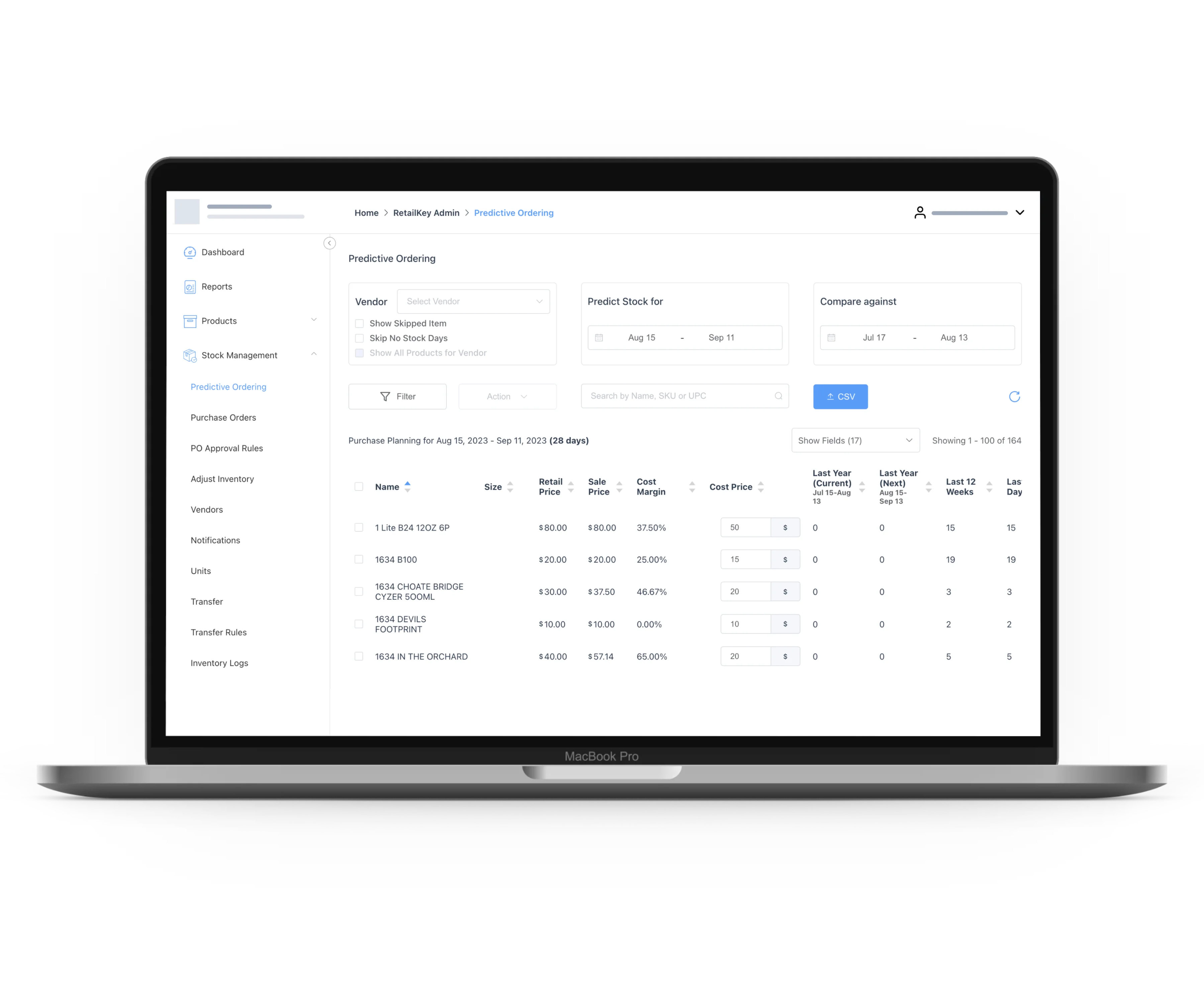 Predictive Ordering | Vendors Purchase Management | RetailKey | HotelKey