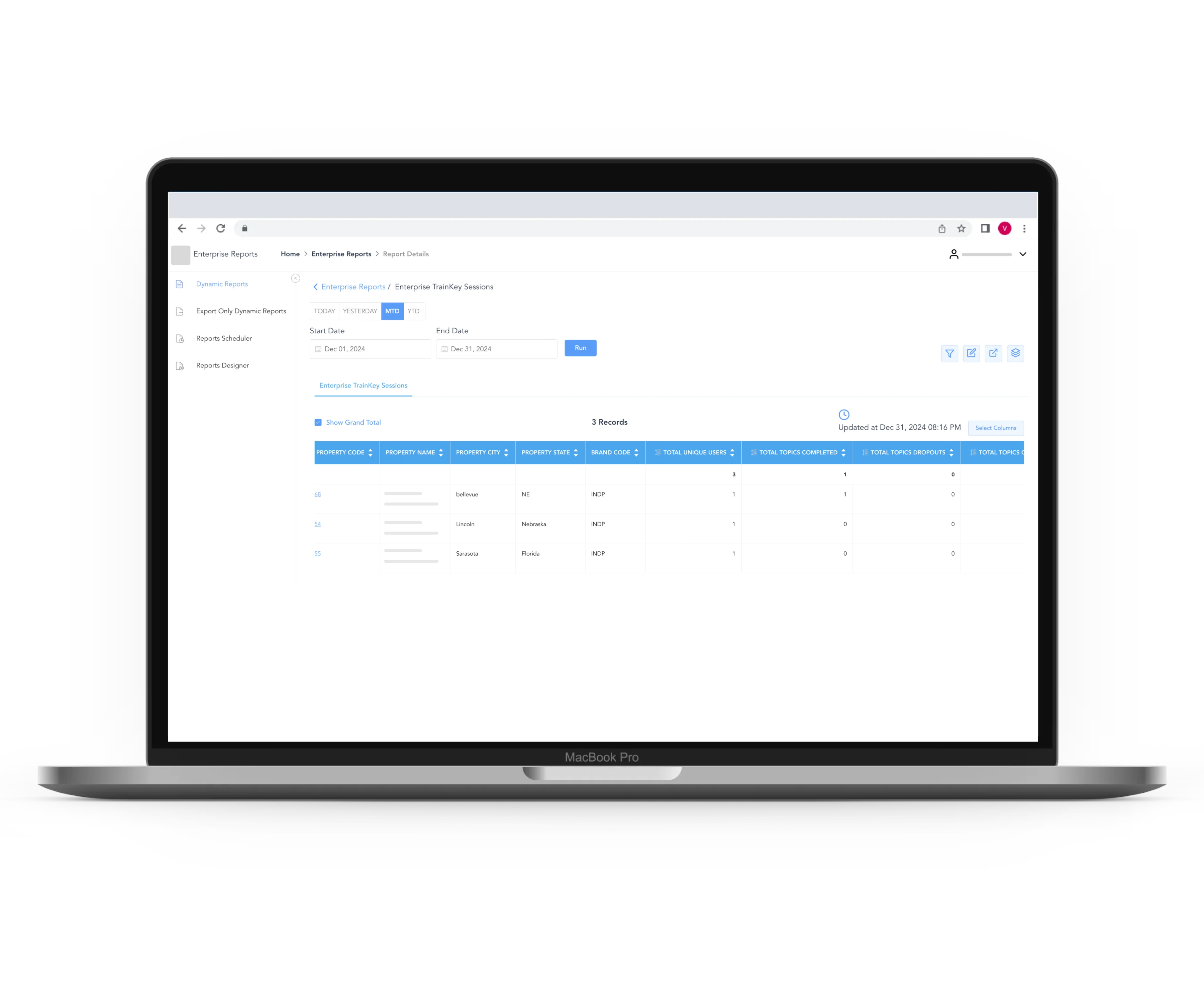 Monitor TrainKey Sessions | TrainKey | HotelKey